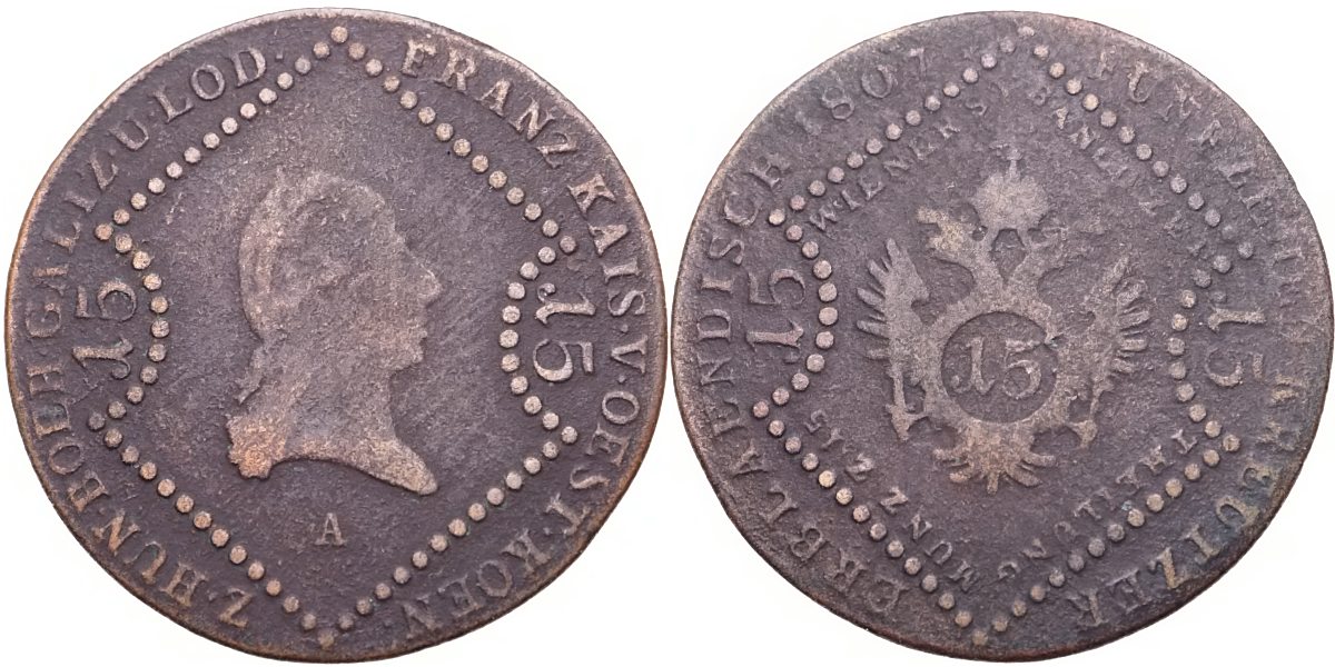 František II. 1792 - 1835, 15 Krejcar 1807 A