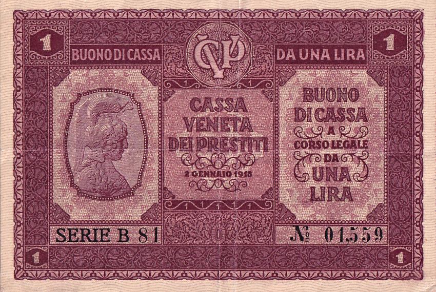 Itálie, 1 Lira, 1918