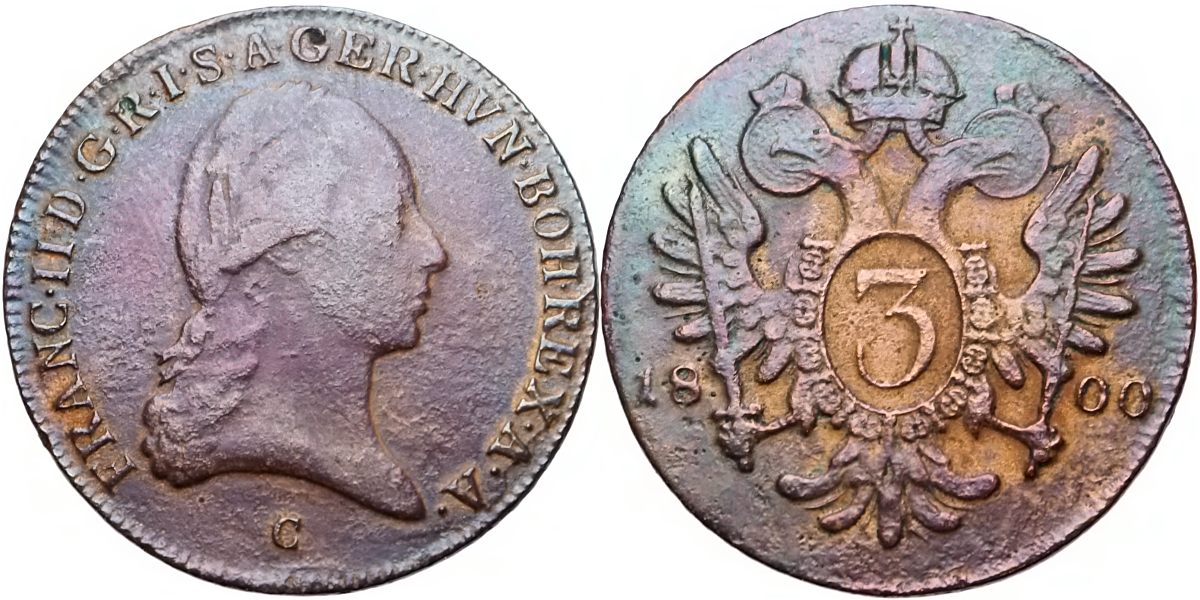 František II. 1792 - 1835, 3 Krejcar 1800 C