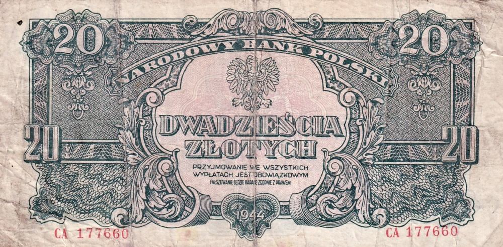 Polsko, 20 Zlotých 1944