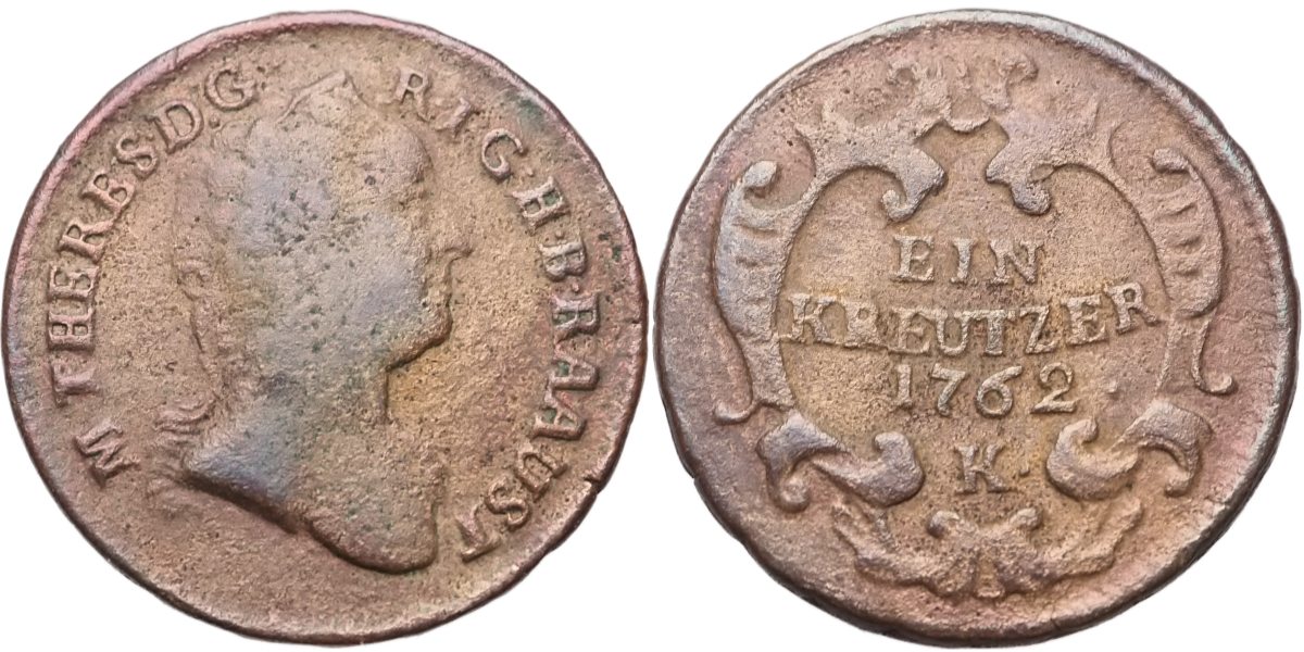 Marie Terezie 1740 - 1780, 1 Krejcar 1762 K