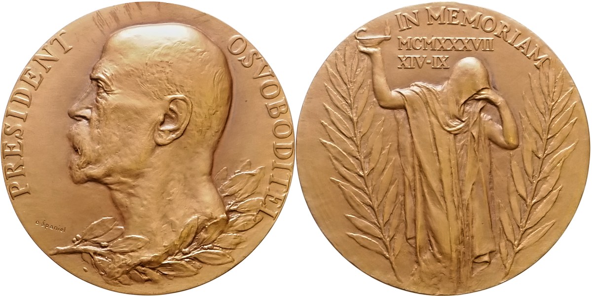 Československo, Medaile k úmrtí T.G.Masaryka 1937, 80 mm