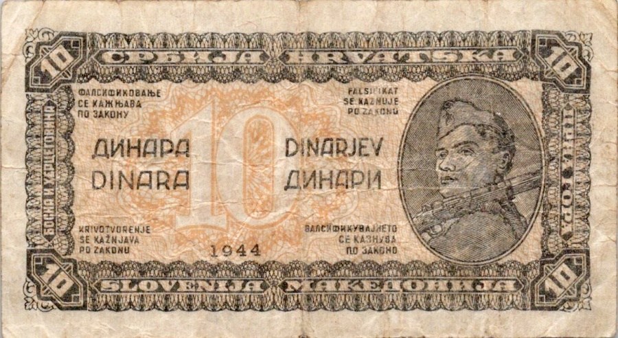 Jugoslávie, 10 Dinara 1944
