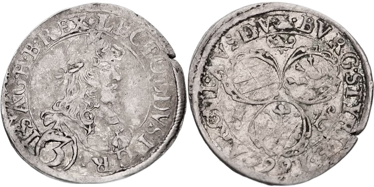 Leopold I., 1657 - 1705, 3 Krejcar 1666