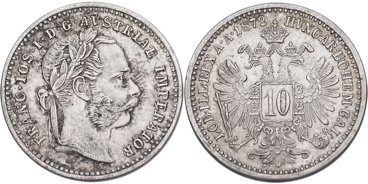 František Josef I. 1848 - 1918, 10 Krejcar 1872
