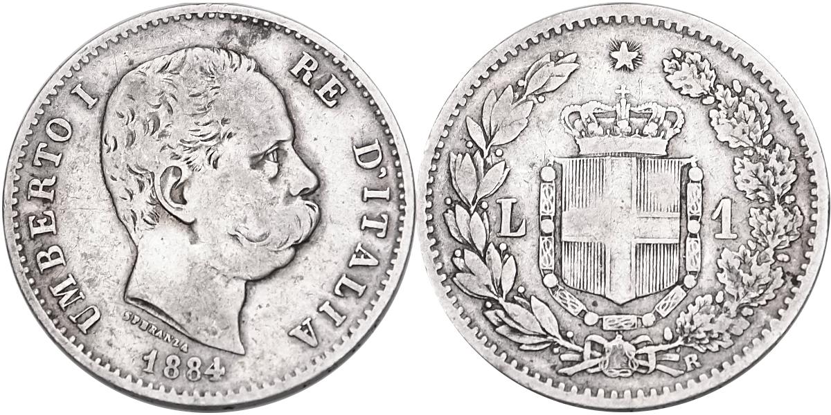 Itálie, Umberto I. 1878-1900, 1 Lira 1884 R