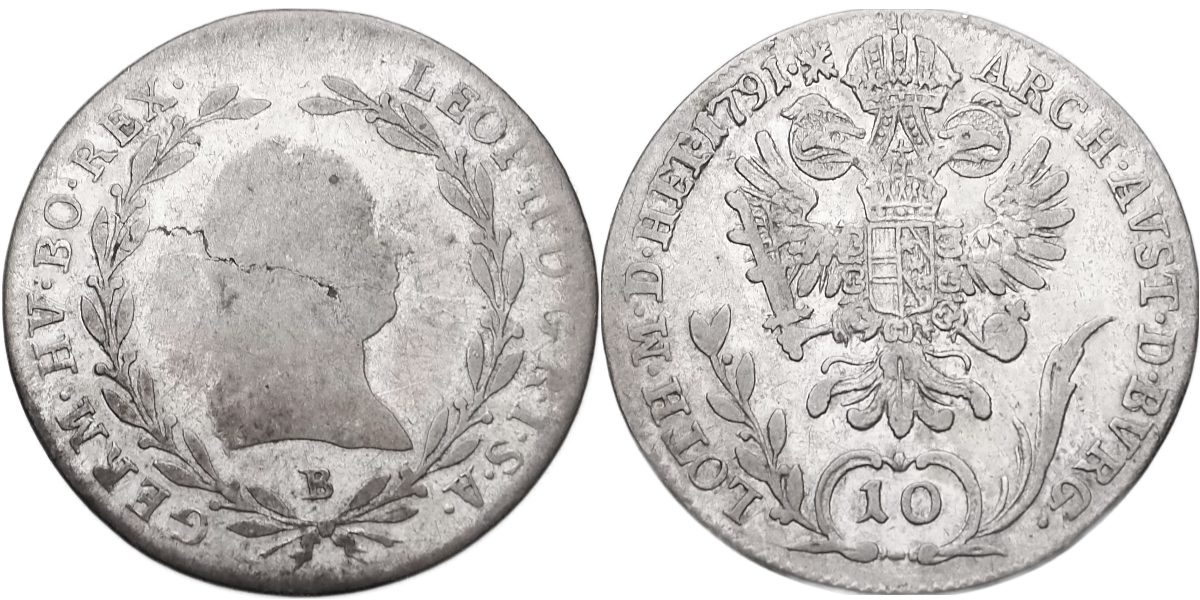 Leopold II., 1790-1792, 10 Krejcar 1791 B