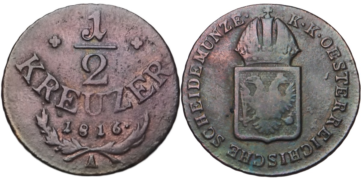 František II. 1792 - 1835, 1/2 Krejcar 1816 A
