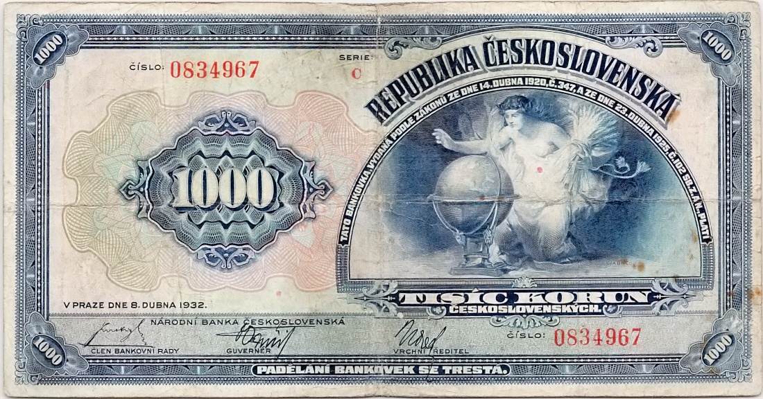 Československo 1919 - 1939, 1000 Korun 1932