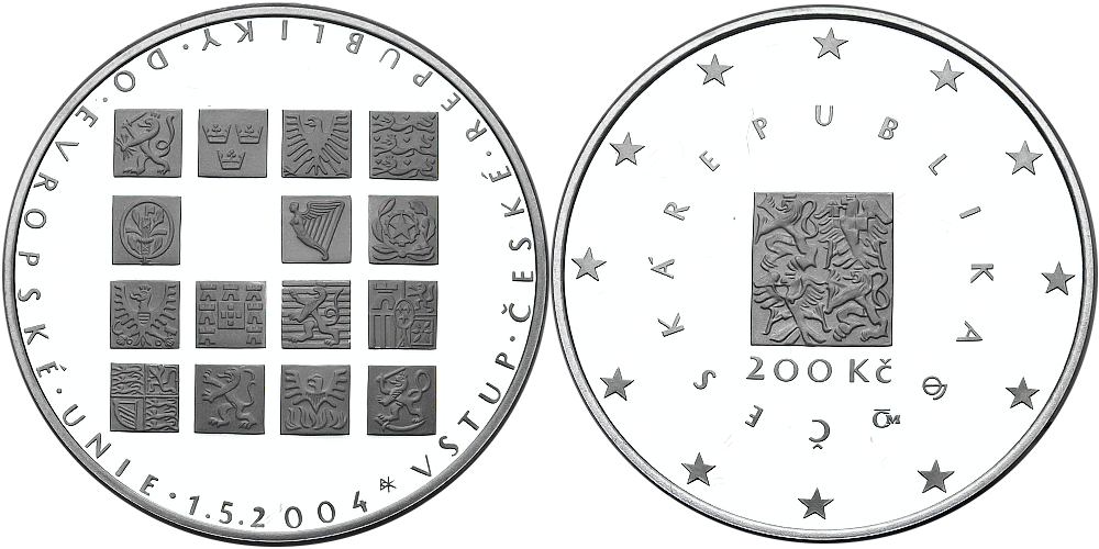 Česká republika, 200 Kč vstup České republiky do Evropské unie 2004 proof