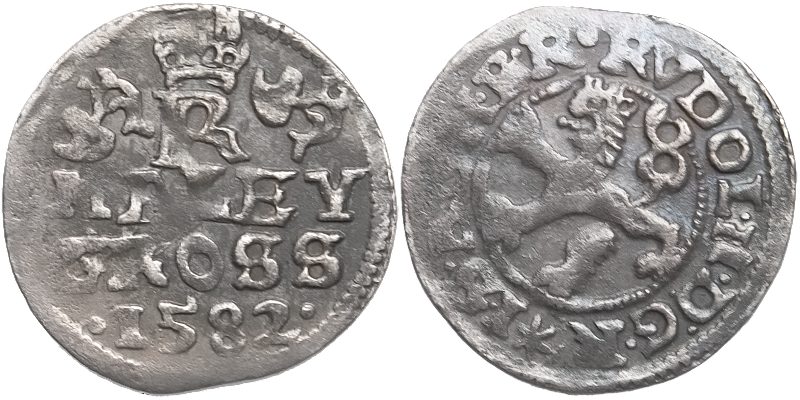Rudolf II. 1576 - 1612, Malý groš 1582, České Budějovice - Schönfeld
