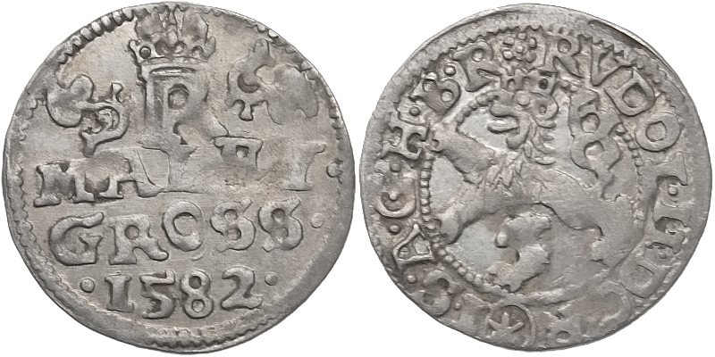 Rudolf II. 1576 - 1612, Malý groš 1582, České Budějovice - Schönfeld