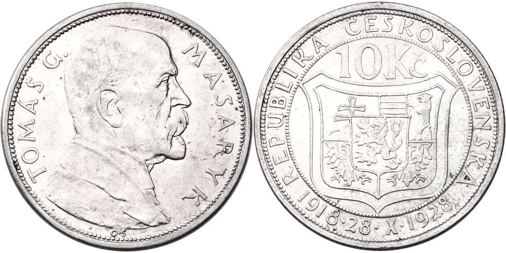 ČSR 1918 - 1939, 10 koruna 10. výročí vzniku ČSR