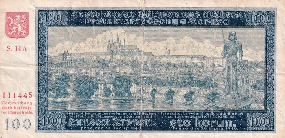 Protektorát 1939 - 1945, 100 Koruna 1940