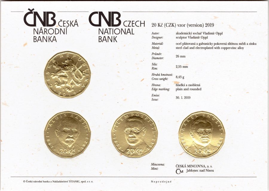 Česká republika, Certifikát ČNB 20 Kč vzor 2019