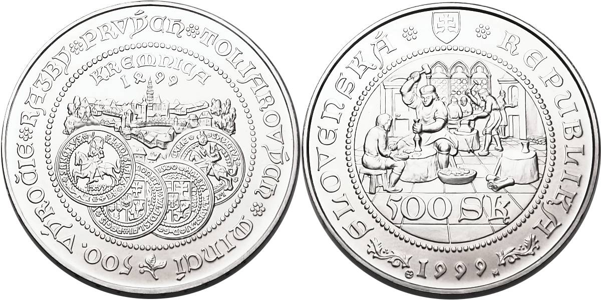 Slovenská republika 1993 - , 500 Ks 1999 běžná kvalita, tolary v Kremnici