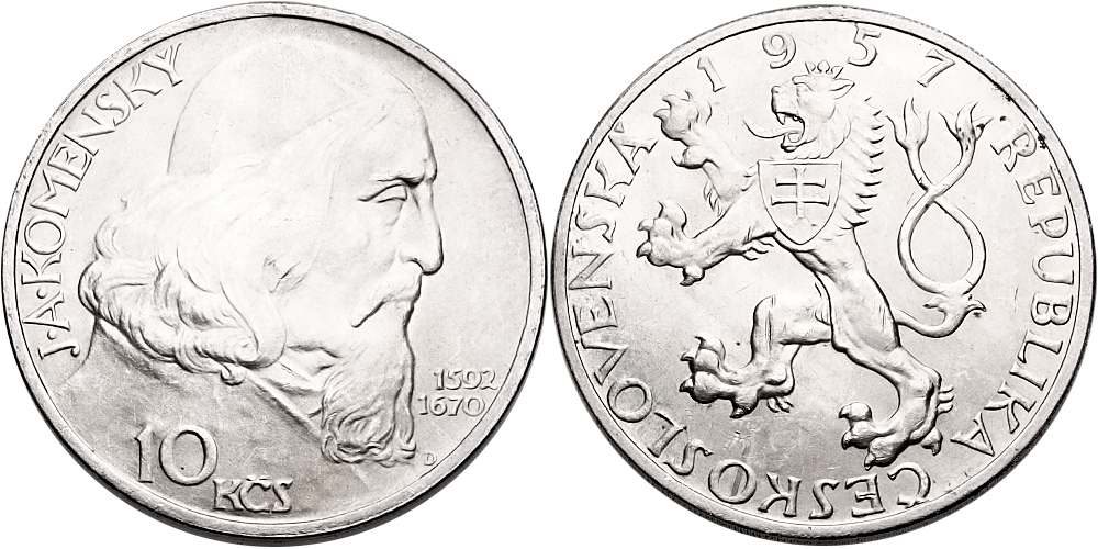 Československo 1953 - 1993, 10 Kčs 1957 J.A.Komenský