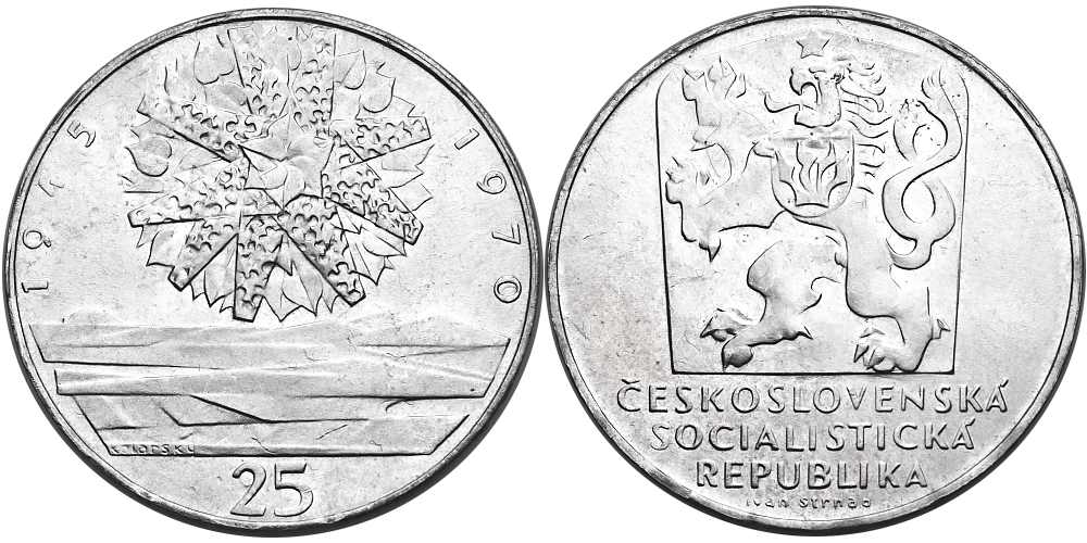 Československo 1953 - 1993, 25 Kčs 1970, 25. výročí osvobození