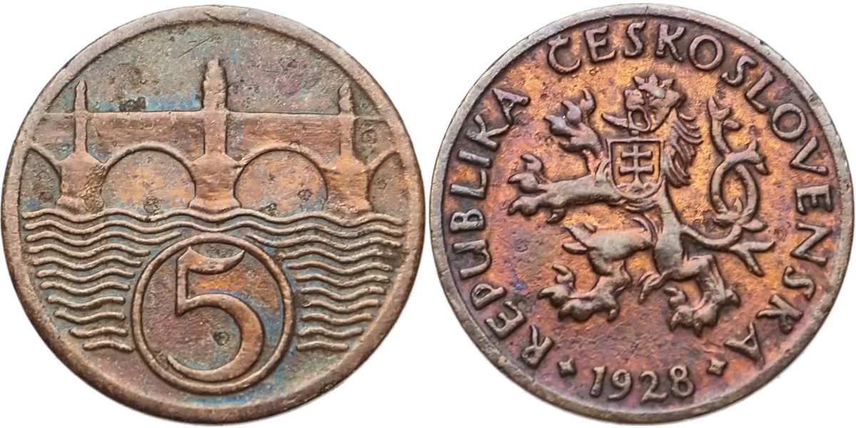 ČSR 1918 - 1939, 5 Haléř 1928