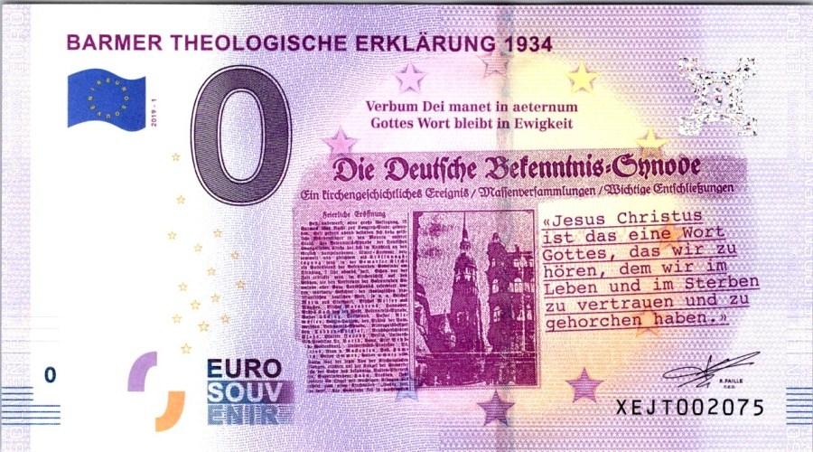 Německo, 0 EUR 2019 Barmer theologische erklärung 1934