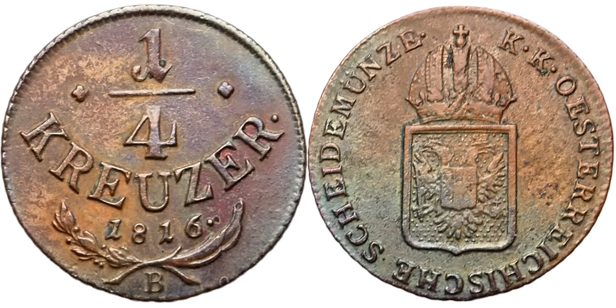 František II. 1792 - 1835, 1/4 Krejcar 1816 B