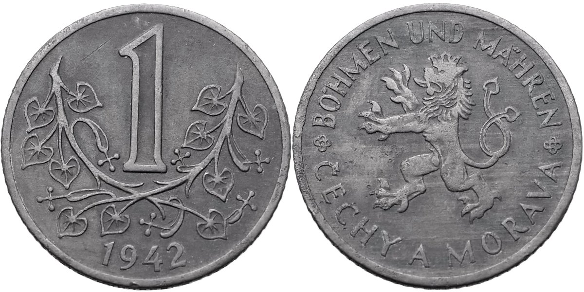 Protektorát 1939 - 1945, 1 Koruna 1942