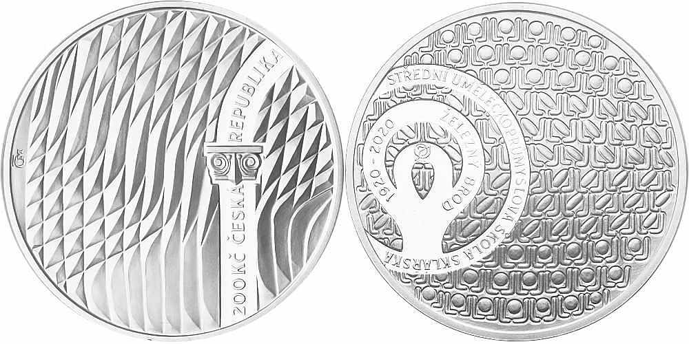 Česká republika, 200 Kč 2020 proof, 100. výročí založení Střední uměleckoprůmyslové školy sklářské v Železném Brodě, NENÍ ETUE
