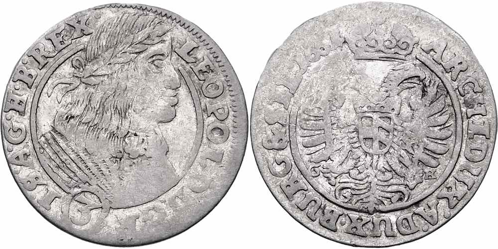 arc. Ferdinand Karel 1632 - 1662, 3 Krejcar 1661