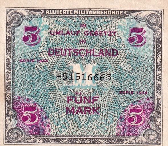 Německo, vojenské peníze, 5 Marka 1944 (Rusko)