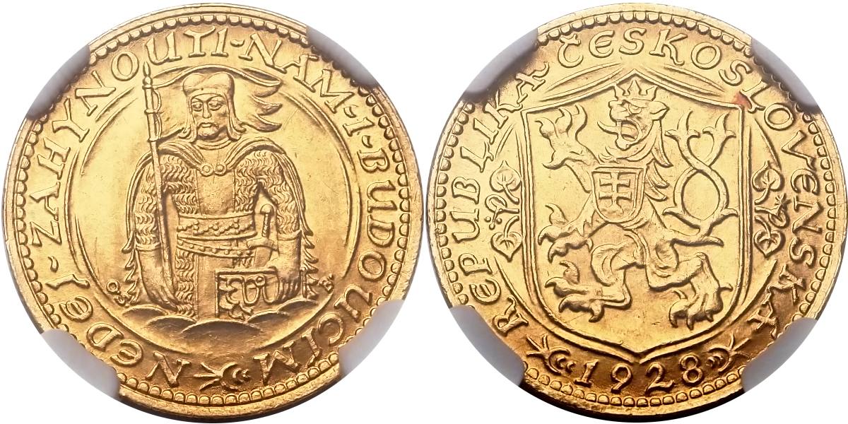 Československo 1919 - 1939, Dukát 1928 NGC etue MS62