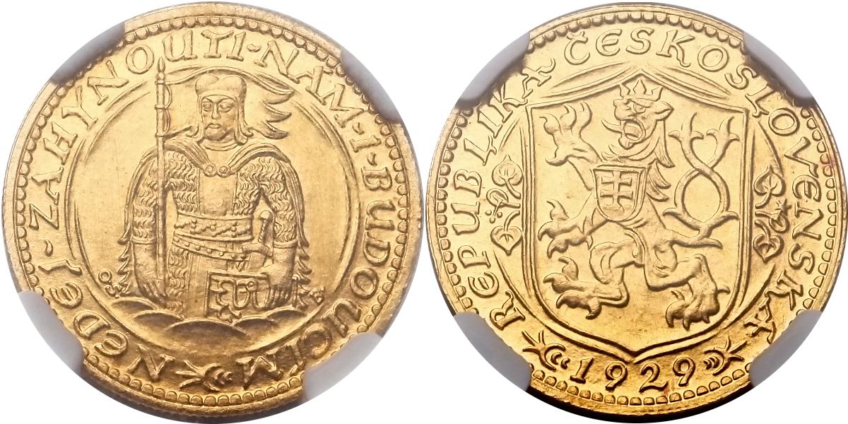 Československo 1919 - 1939, Dukát 1929 NGC etue MS63