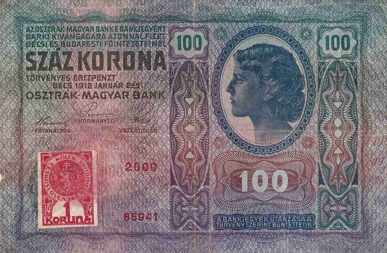 Československo 1919 - 1939, 100 Korona 1912, kolkovaná