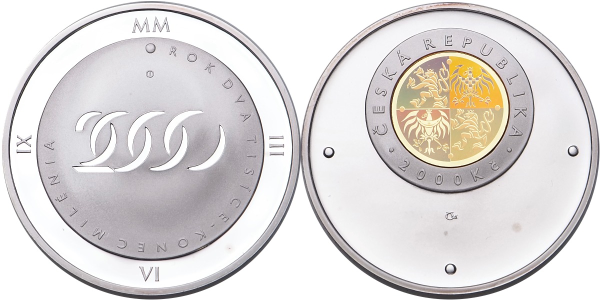Česká republika, 2000 Kč, bimetalová mince Konec milénia 2000 matná