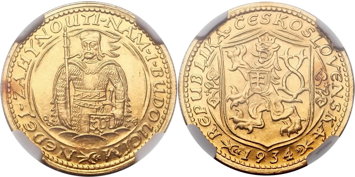 Československo 1919 - 1939, Dukát 1934 NGC etue MS64