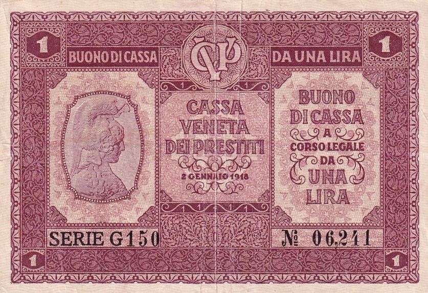 Itálie, 1 Lira, 1918
