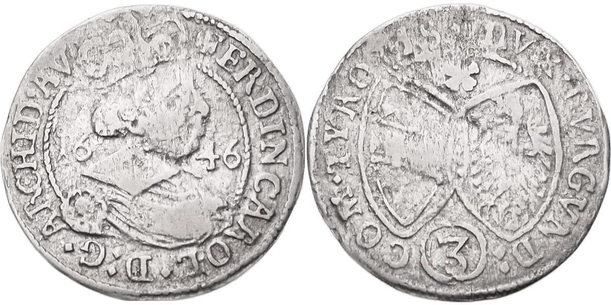 arc. Ferdinand Karel 1632 - 1662, 3 Krejcar 1646