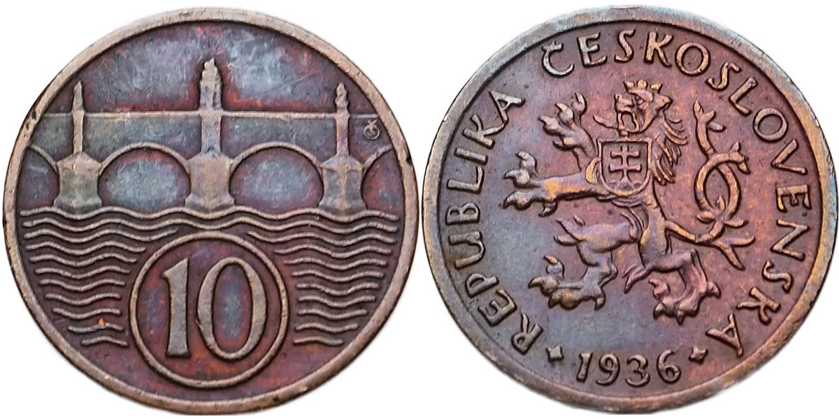 ČSR 1918 - 1939, 10 Haléř 1936