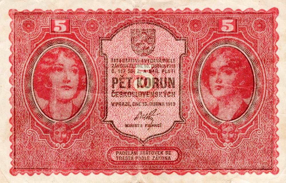 Československo 1918 - 1939, 5 Koruna 1919