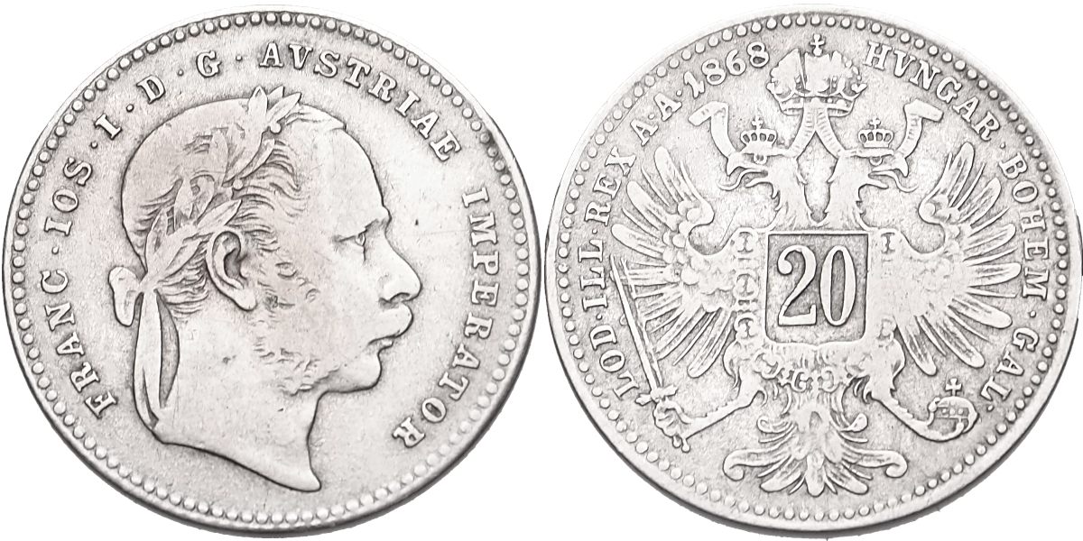 František Josef I. 1848 - 1918, 20 Krejcar 1868