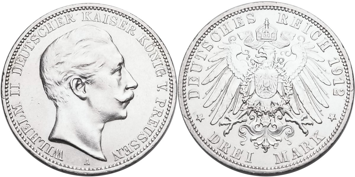 Německo, Wilhelm II. 1888 - 1918, 3 Marka 1912 A