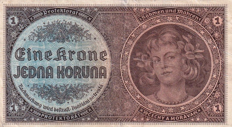 Protektorát 1939 - 1945, 1 Koruna b.l. (1940)