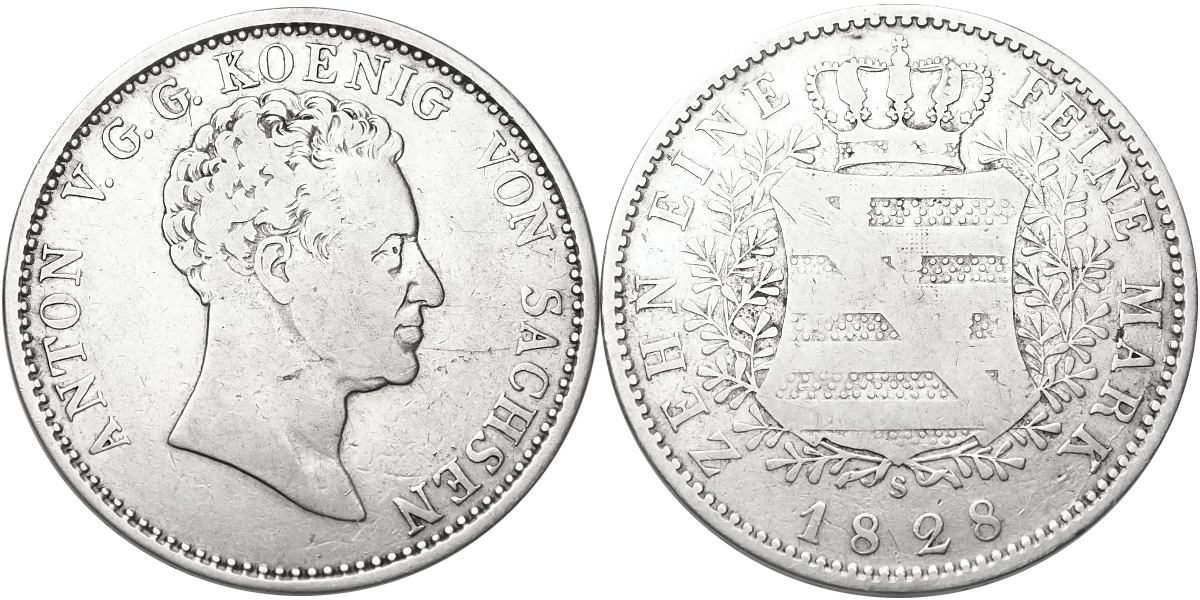 Německo, Sasko Anton 1827 - 1836, Tolar 1828 S