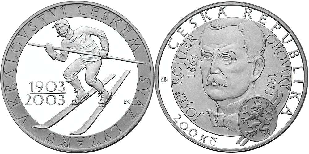 Česká republika, 200 Kč svaz lyžařů 2003 proof