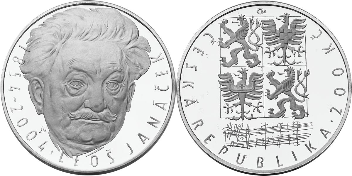 Česká republika, 200 Kč 2004 b.k., 150. výročí narození Leoše Janáčka