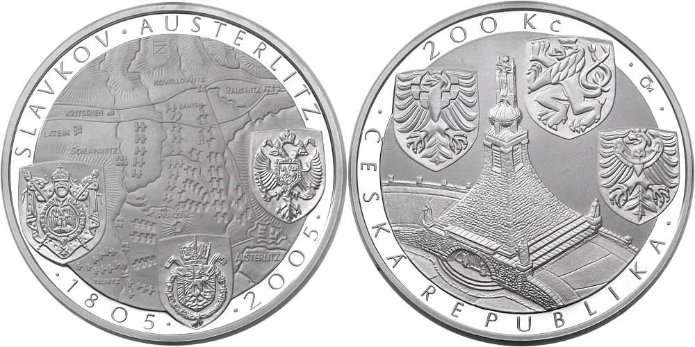 Česká republika, 200 Kč 2005 200. výročí bitvy u Slavkova Proof