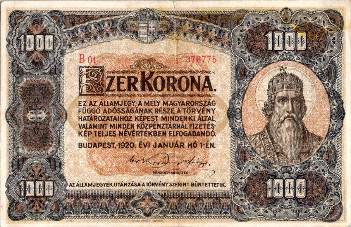 Maďarsko, 1000 Korona 1.1.1920