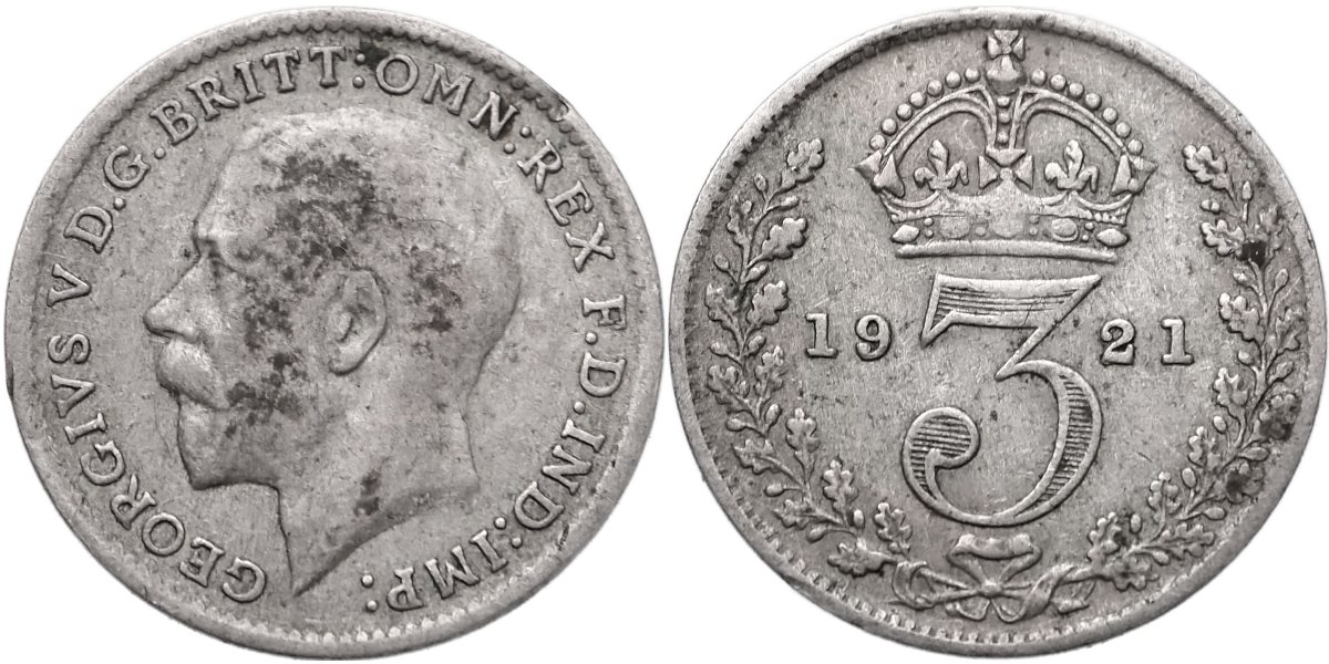 Velká Británie, Jiří V. 1910-1936, 3 Pence 1921