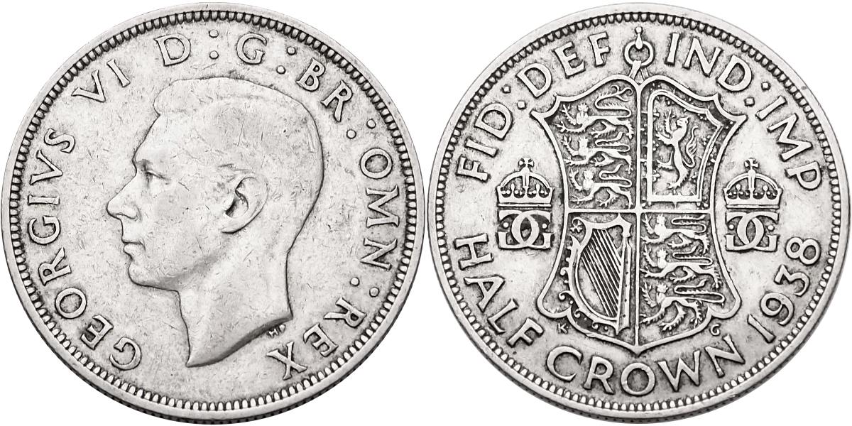 Anglie, Jiří V. 1910-1936, 1/2 Crown 1938