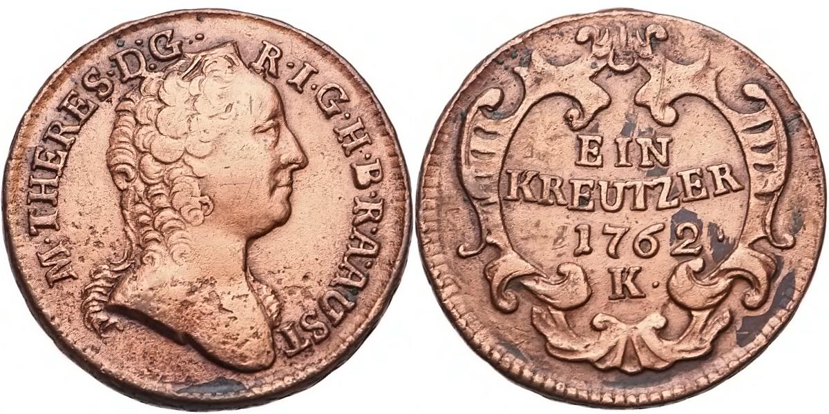 Marie Terezie 1740 - 1780, 1 Krejcar 1762 K