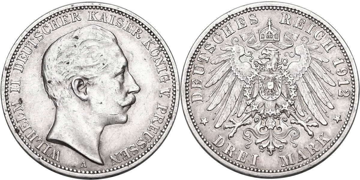 Německo, Wilhelm II. 1888 - 1918, 3 Marka 1912 A